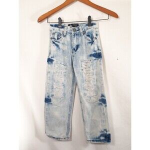 Road Narrows Acid Wash Distressed Jeans Kids Blue Size 5